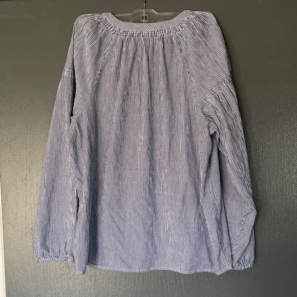 J. Jill Navy split neck with buttons Striped Blouse - Picture 3 of 4